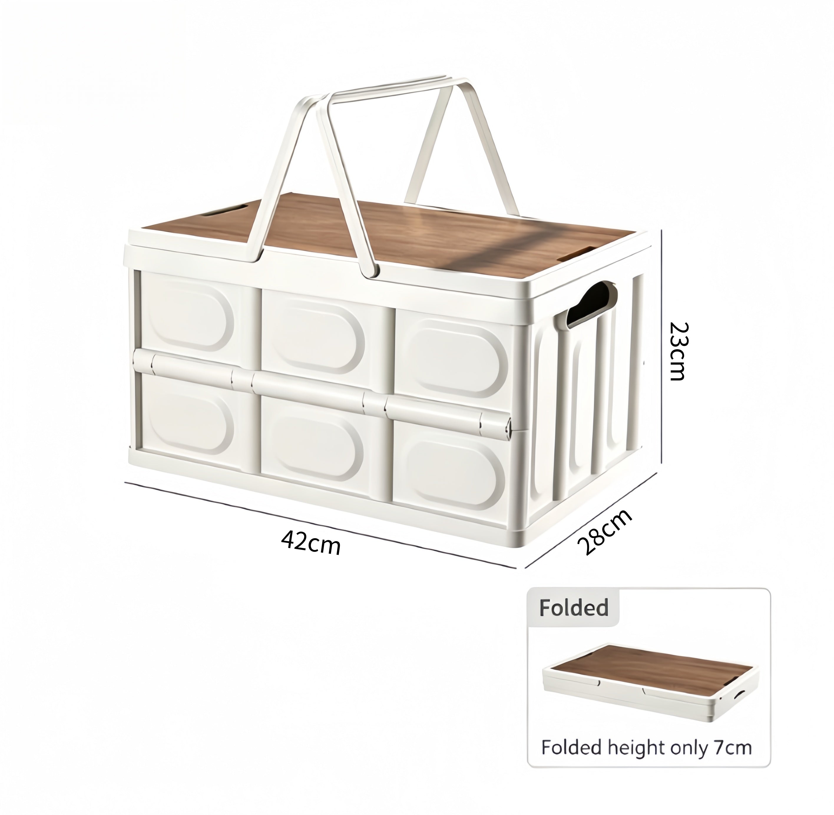 Collapsible Camping Storage Box with Wooden Lid | Folding Storage Crate